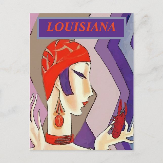Postal LOUISIANA, Chica Vintage (Anverso)