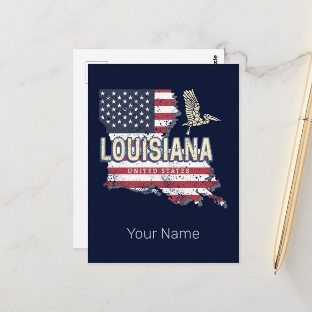 Postal Louisiana Estados Unidos Retro Map Vintage Estados (Anverso/Reverso In Situ)