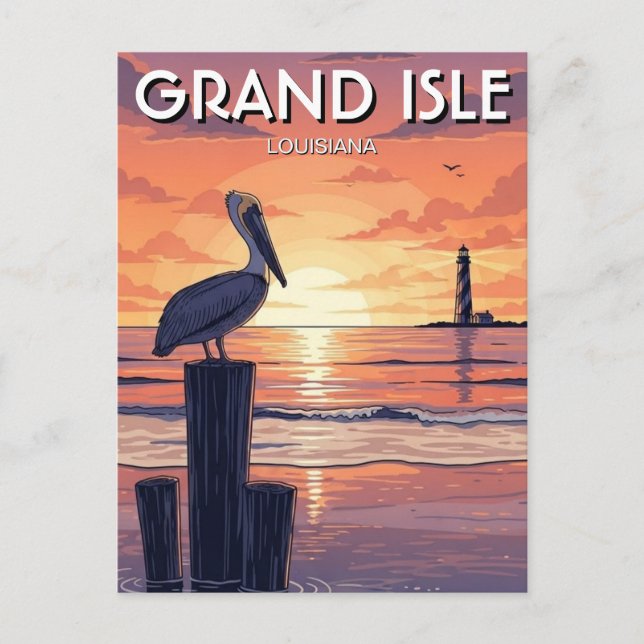 Postal Louisiana Grand Isle Pelican  (Anverso)