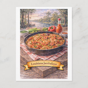 Postal Louisiana Jambalaya (Serie de Comida Americana) Po