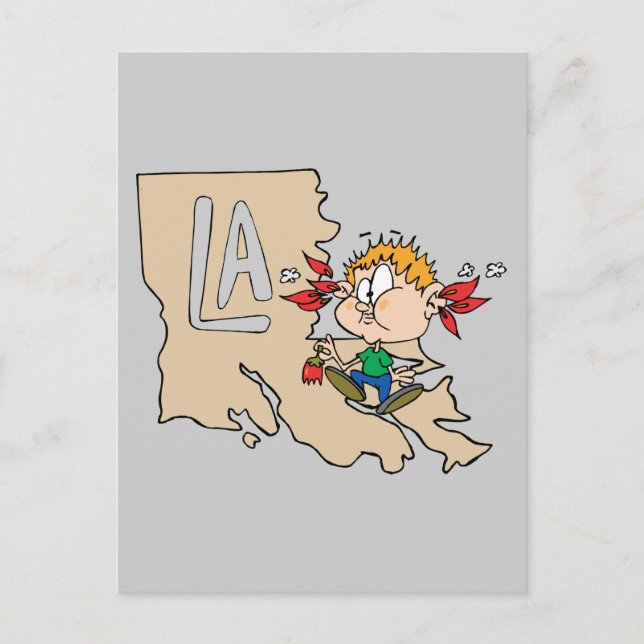 Postal Louisiana LA Map y Cajun Food Personalizado Art Mo (Anverso)