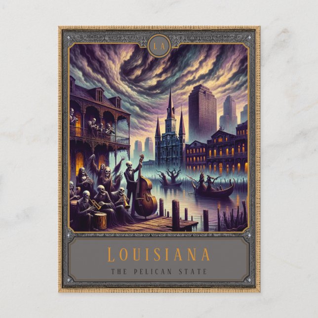 Postal Louisiana | Postcarta de arte gótico (Anverso)