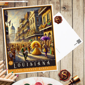 Postal Louisiana | Postcarta estatal hiperrealista