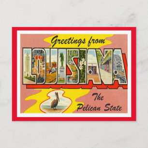 Postal Louisiana Saludos Viajes de Vintage