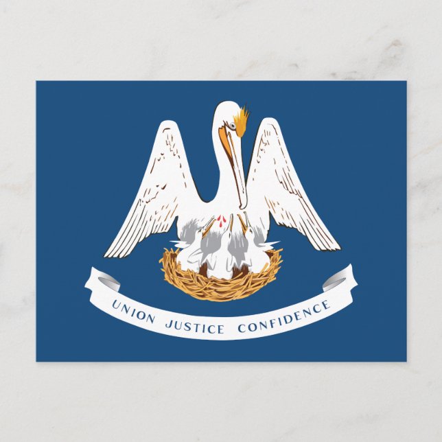 Postal Louisiana State Flag Pelican State Motto Souvenir (Anverso)