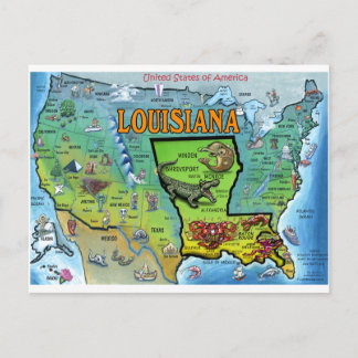 Postal Louisiana USA Map