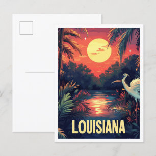 Postal Louisiana USA Viaje de Ilustracion de arte