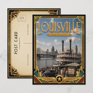 Postal Louisville Kentucky Arte Deco Vintage Edad Dorada