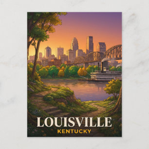Postal Louisville Kentucky Barco de Vapor Frente al Río V