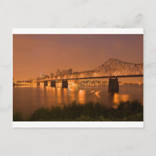 Postal Louisville Kentucky Night Lights Bridge Ohio River