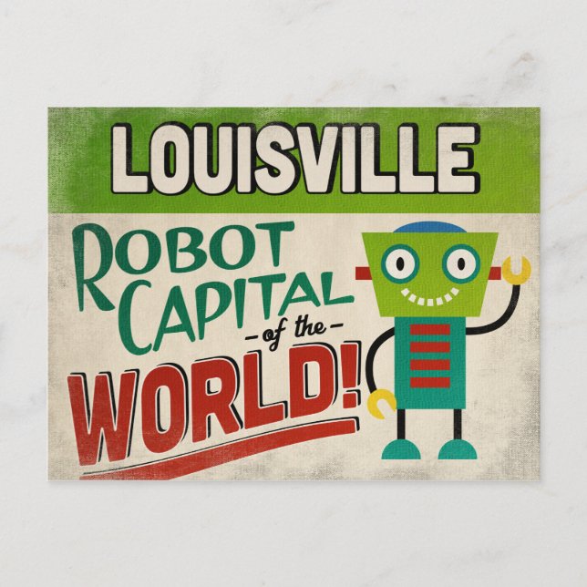 Postal Louisville Kentucky Robot - Funny Vintage (Anverso)