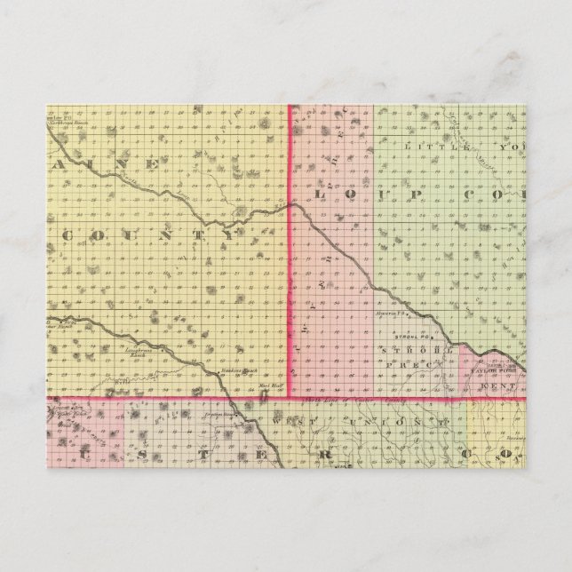 Postal Loup, Blaine, Custer y Logan County, Nebraska (Anverso)