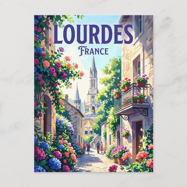 Postal Lourdes Francia (Anverso)