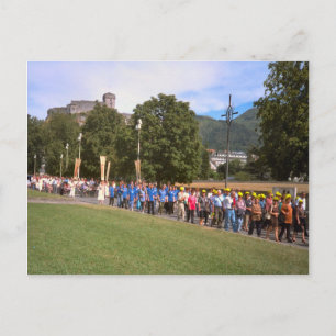 Postal Lourdes, procesión de enfermos, Plaza Rosaria,