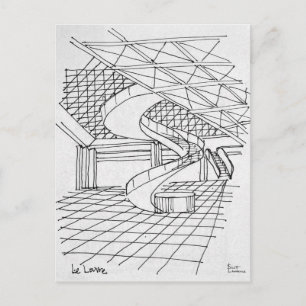 Postal Louvre bajo la pirámide   París, Francia