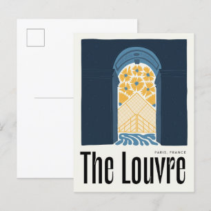 Postal Louvre París Francia arte abstracto de viaje flora