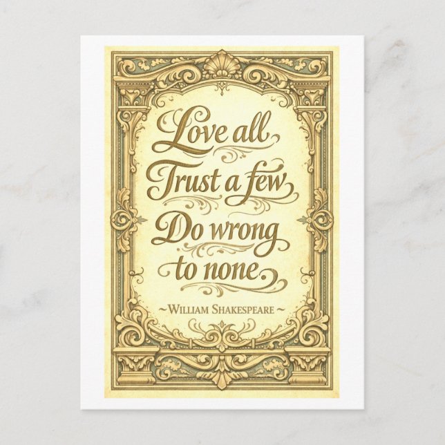Postal "Love All, Trust a Few" Shakespeare (Anverso)