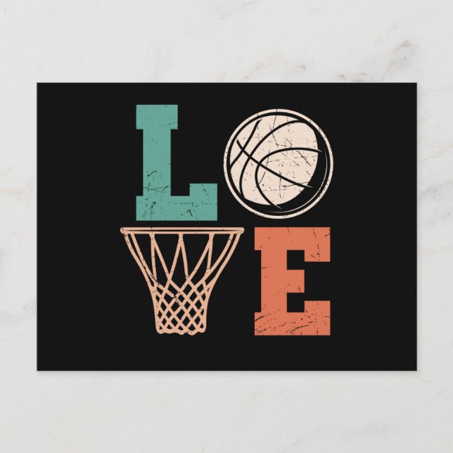 Postal Love Basketball | diseño encantador de baloncesto (Anverso)