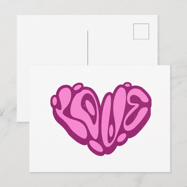 Postal Love Bubble Pink Heart  (Anverso / Reverso)