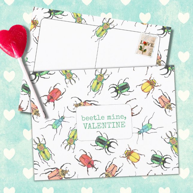 Postal Love Bug Beetle Mine Valentine (Subido por el creador)