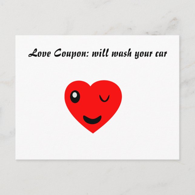 Postal Love Coupon: lavará tu auto (Anverso)
