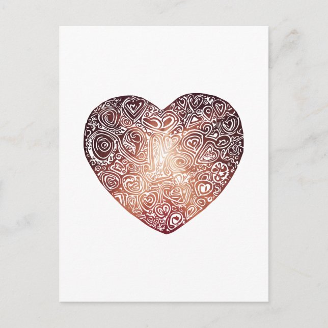 Postal Love Doodle Heart Abstract Art (Anverso)