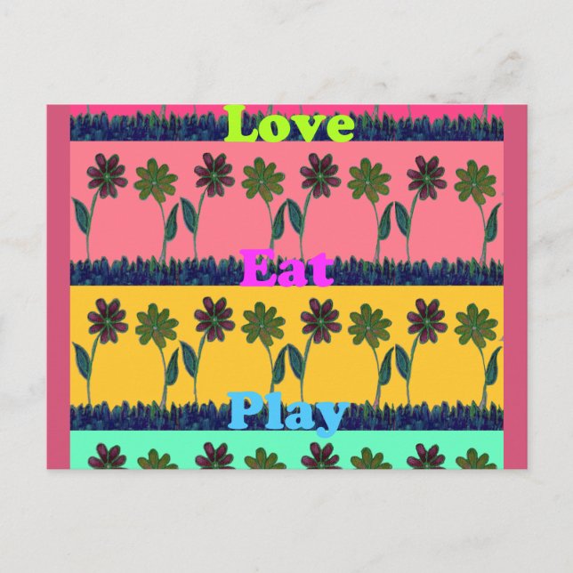 Postal Love Eat Play Art Print (Anverso)