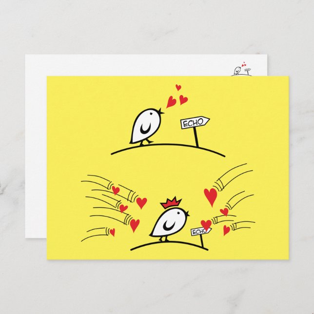 Postal LOVE ECHO - Aves cómicas Tweetlercools 1 (Anverso / Reverso)