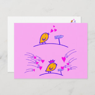 Postal LOVE ECHO - Aves cómicas Tweetlercools 3