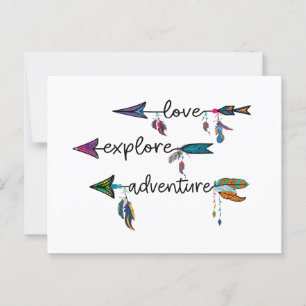 Postal Love Explore Adventure Arrow Tribal Boho Design