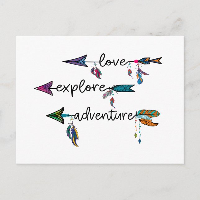 Postal Love Explore Adventure Arrow Tribal Boho Design (Anverso)