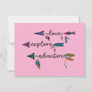 Postal Love Explore Adventure Arrow Tribal Boho Design