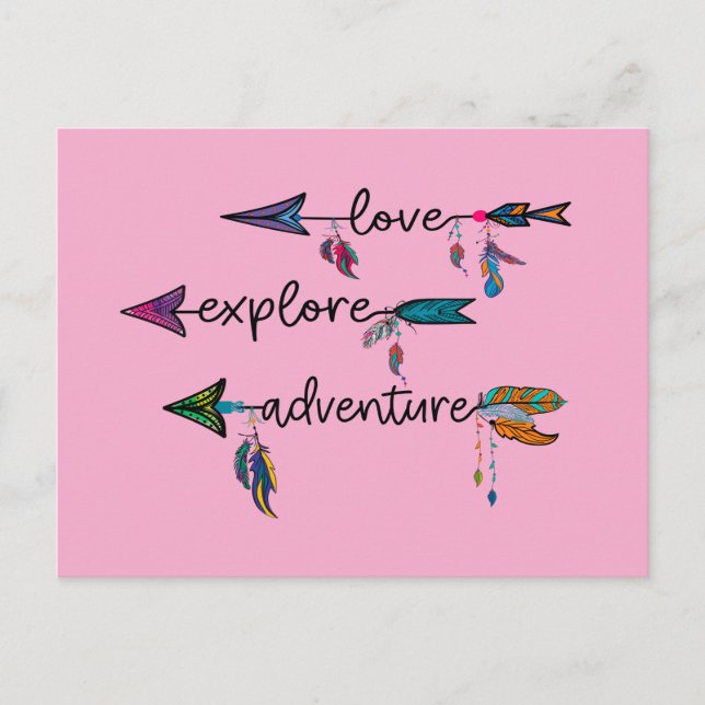 Postal Love Explore Adventure Arrow Tribal Boho Design (Anverso)