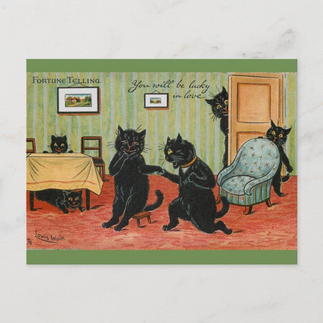 Postal Love Fortune Teling de Louis Wain (Anverso)