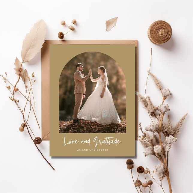 Postal Love Gratitude Arch Photo Boda Gracias (Love Gratitude Arch Photo Wedding Thank You Postcard)