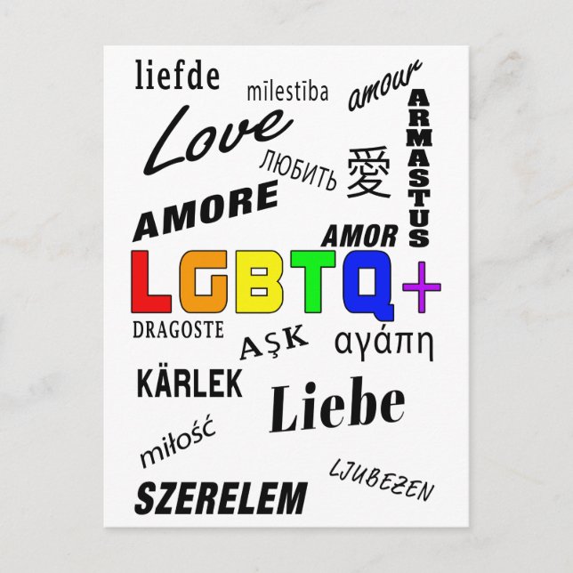 Postal Love in many languages | LGBTQ+ Pride Postkarte (Anverso)