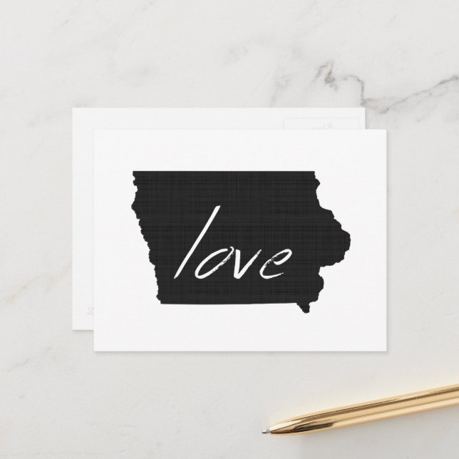 Postal Love Iowa Shaped Hawkeye Black Chalkboard Iowan (Anverso/Reverso In Situ)