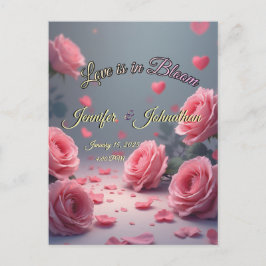 Postal Love is in Bloom Pink Roses Save the Date Wedding