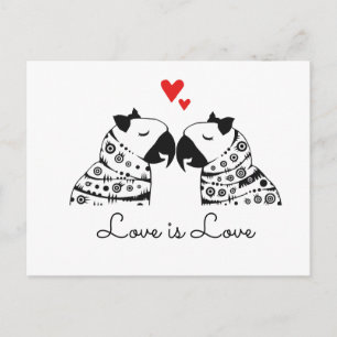 Postal Love Is Love Lesbian Parrots