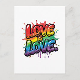 Postal Love Is Love - Rainbow Pride Quote Art