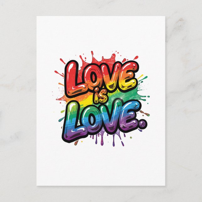 Postal Love Is Love - Rainbow Pride Quote Art (Anverso)