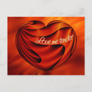 Postal Love Me Tender ondas rojas de fuego