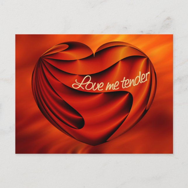 Postal Love Me Tender | ondas rojas de fuego (Anverso)