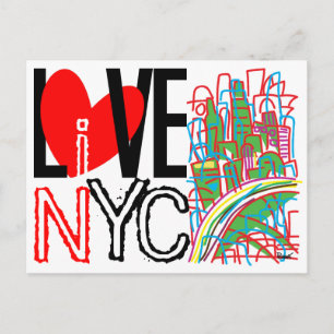 Postal Love NYC y Live In NYC Postcard