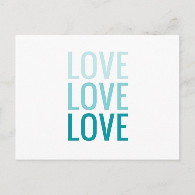 Postal LOVE Ombre Turquesa Typografía (Anverso)