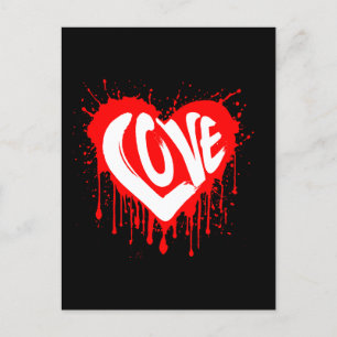 Postal Love Retro Red Heart Valentine White Text