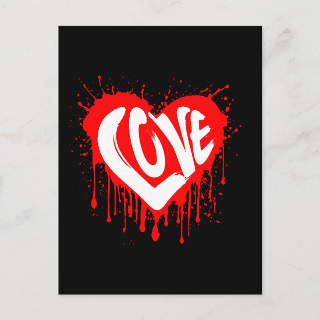 Postal Love Retro Red Heart Valentine White Text (Anverso)