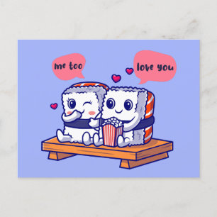 Postal Love Sushi Couple Valentcard