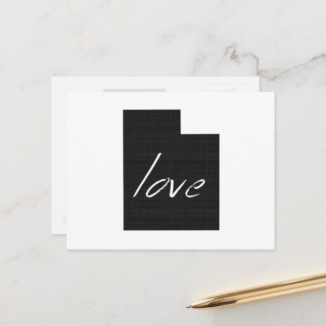 Postal Love Utah Shaped Antique Black Utahan Chalkboard (Anverso/Reverso In Situ)