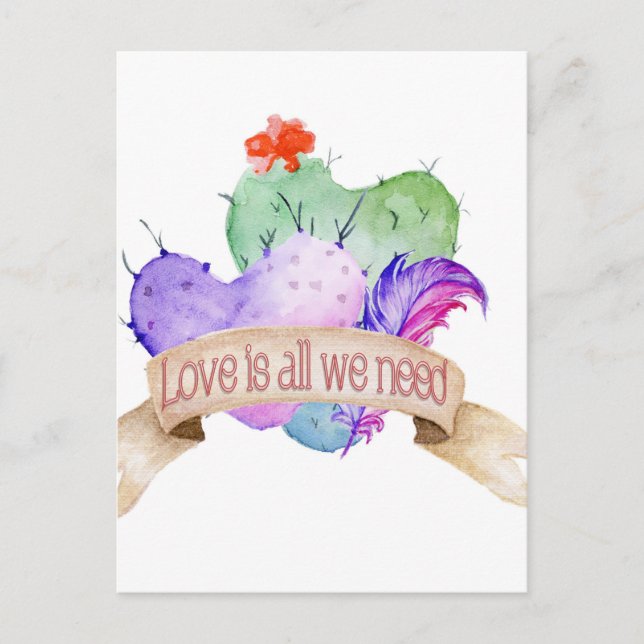 Postal Love Watercolor Cacti (Anverso)